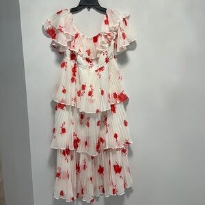 Self Portrait Floral printed pleated dress